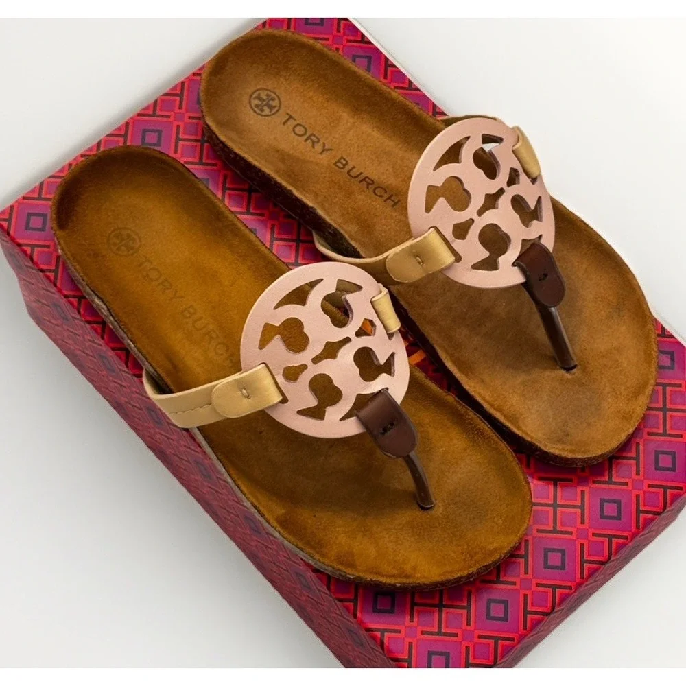Tory Burch Women's Miller Cloud Sandals 8.5 Multi/Cork Nude, Blush